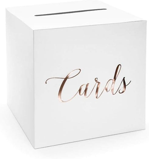 Wedding Card Postbox White with Rose Gold Lettering 'Cards'