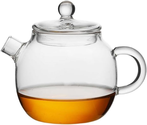 123Arts Mini Tea Pot, Clear Glass Teapot, Small Teapot for One Person Use, 220ml/7.3oz