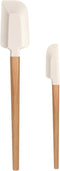 Wooden Handle Spatula Set, 12" & 9" Rubber Spatulas for Baking, Cooking, and Mixing