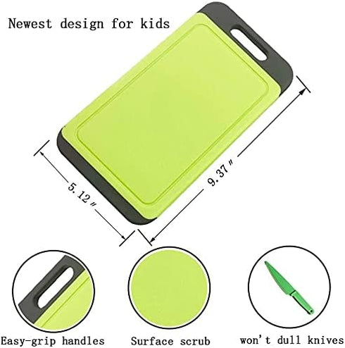 Mini Kitchen Cutting Board Mats, BPA Free, 2 Pack, Dishwasher Safe, Juice Grooves, Easy Grip Handle