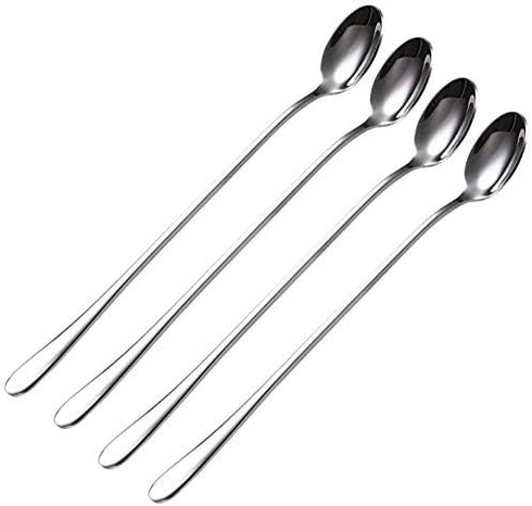 Long Handle Spoon Set, 4 Pieces 9-Inch Stainless Steel Iced Teaspoons for Mixing