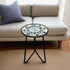 Table,12" LIFFY Outdoor Side Indoor Small Round Glass Tabletop Accent Table with Metal Frame, Home Decorative Plant