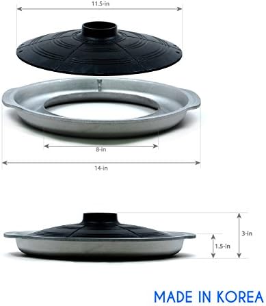 Korean Traditional BBQ Grill Pan, Stovetop Nonstick Indoor/Outdoor Smokeless Cast Aluminum Grill