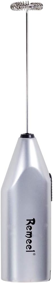 Handheld Milk Frother with Stainless Steel Whisk, Portable Foam Maker for Morning Coffee, Latte, Cappuccino (Silver)