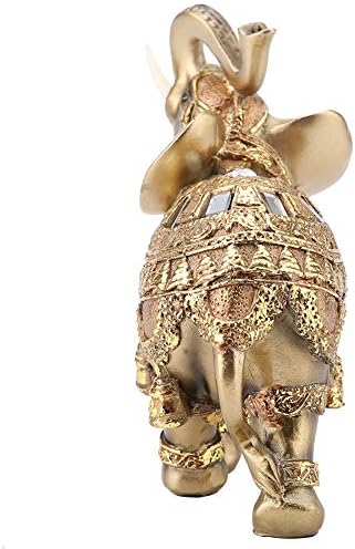 Feng Shui Elephant Statue, Golden Collectible Wealth Lucky Figurine for Home Office Decoration Gift (Large)