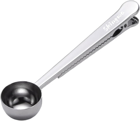 Skingwa Coffee Scoop with Bag Clip, Multi-Function Milk Powder Measuring Spoon, 20ml (Silver)