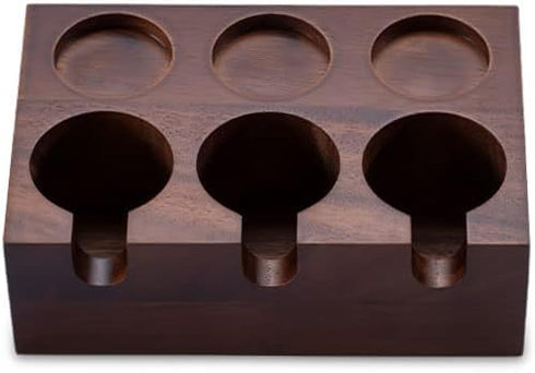 IKAPE Espresso Knock Box, 58mm 6-Hole Espresso Accessory Organizer with Natural Mahogany Tamping Table Base