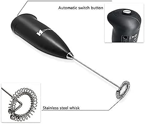 Hongxin Handheld Milk Frother, Battery Operated Electric Foam Maker, Hand Blender for Coffee, Cappuccino, Latte, Hot