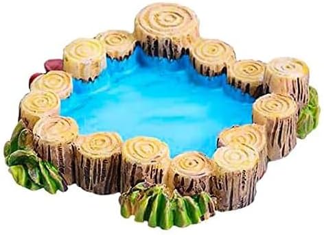 Woodpile Pool Miniature Fairy Garden Accessories, Miniature Pond Lawn Garden Ornament Figurines, Micro Landscape