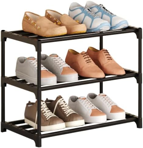 COAPUKT Metal Stackable Small Shoe Rack Organizer, Narrow Shoe Racks for Closets Entryway,