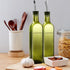Leaflai 1 Set 2 2Labels,1 1 17 oz(500ml) Olive Oil Dispenser Bottle, Pcs Green Glass Olive Oil Dispenser and Vinegar