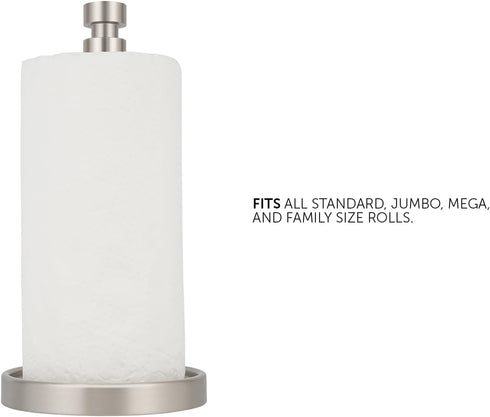 Ivilon Paper Towel Holder - Brushed Nickel Stand for Easy Tear
