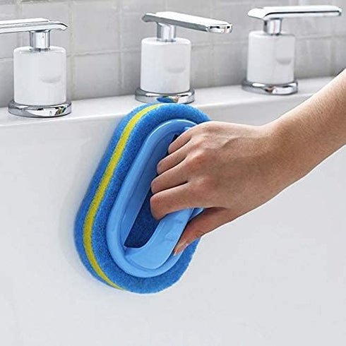 Cleaning Brush for Bathroom Tiles - All Purpose Sponge Brush with Ergonomic Handle for Kitchen Bathtub Toilet