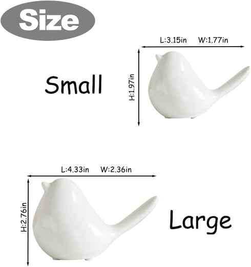 TSCVPJL Set 2 Ceramic Birds Figurines Home Decor, of White Birds Statue, Chubby Small Bird Figurines, Modern Style Bird