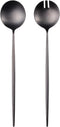 Salad Servers - 11.41 inch Spoon and Fork Set, 18/10 Stainless Steel with Titanium Plating (Black)