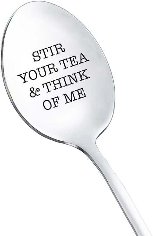 Christmas Birthday Gifts Spoons for Women & Men - Stir Your Tea and Think of Me Spoon Gift