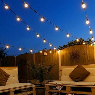 RYKUG 50FT 52 G40 Bulbs Outdoor String Light Patio Black with Shatterproof LED Clear Globe for Indoor/Outdoor