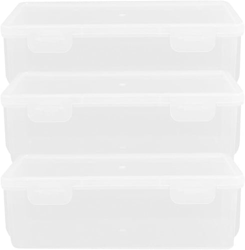 Luxshiny 3pcs Rectangular Loaf Bread Box, Airtight Plastic Bread Keeper Container for Kitchen Storing Refrigerator Cake