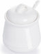 HAOTOP Porcelain Sugar Bowl, Ceramic Salt Bowl with Spoon and Lid, 12 Ounces White