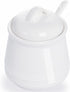 HAOTOP Porcelain Sugar Bowl, Ceramic Salt Bowl with Spoon and Lid, 12 Ounces White