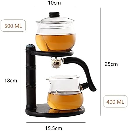 Set Set Lazy Kungfu Glass Tea Semi Automatic Drip Rotating with Infuser Glass Teapot