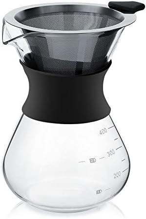 Yosoo 400ml Manual Hand Drip Coffee Maker Pot with Stainless Steel Filter