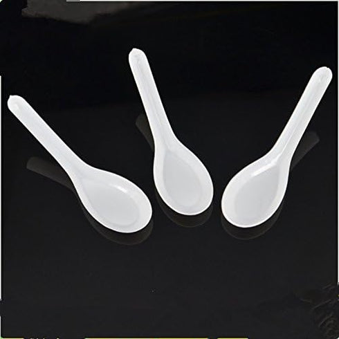 100 Pack Disposable White Plastic Asian Soup Spoons - Chinese Soup Spoons