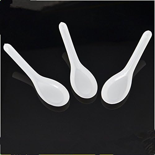 100 Pack Disposable White Plastic Asian Soup Spoons - Chinese Soup Spoons