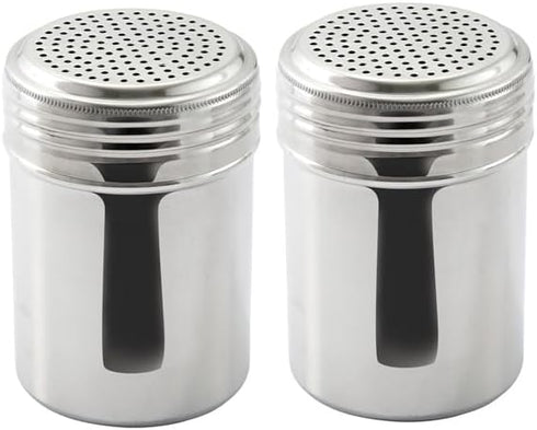 Great Credentials© Stainless Steel Versatile Dredge Shaker - Salt, Sugar Shakers 10 Oz. Each Set of 2