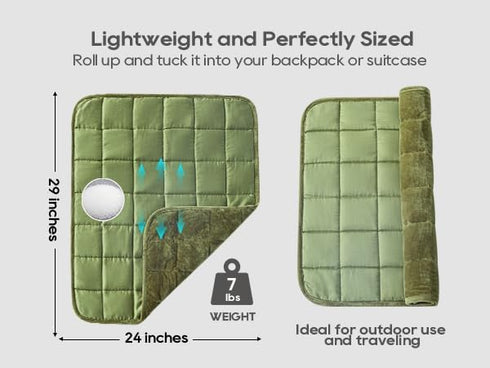 Small Weighted Blanket 7lbs for Adults and Kids, Reversible Warm Crystal Velvet and Cooling Tencel, Green 29x24 inches