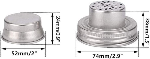2 Pack Mason Jar Shaker Lids, 304 Stainless Steel with Silicone Seals for Spices, Flour, Sugar, Salt, Peppers