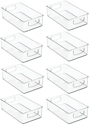 mDesign Small Plastic Kitchen Storage Container Bin with Handles - Organization in