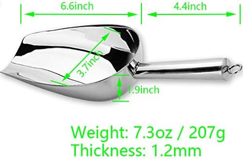 Ice Scoop 12oz, 11 Inch Medium Stainless Steel Food Scoops for Kitchen, Party, Bar, Wedding - Heavy Duty