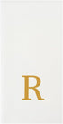 15.8 7.9 Inch 50 Luxenap X Linen-Feel Guest Towels, Lettered Hand Towels - Gold Letter 'R', Sans Serif Font, White