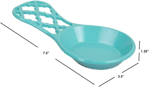 Home Basics Lattice Collection Cast Iron Spoon Rest in Turquoise
