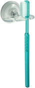 iDesign BPA-Free Plastic Bathroom Suction Toothbrush Holder, 2.75" x 2.25" x 2", Clear