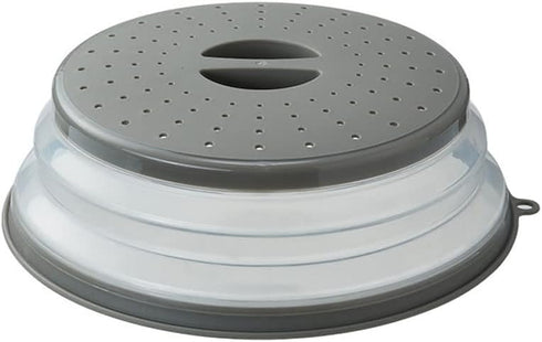 Collapsible Microwave Splatter Cover for Food with Silicone Mats, 10.5 Inch, Dishwasher-safe, BPA-Free Microwave Plate
