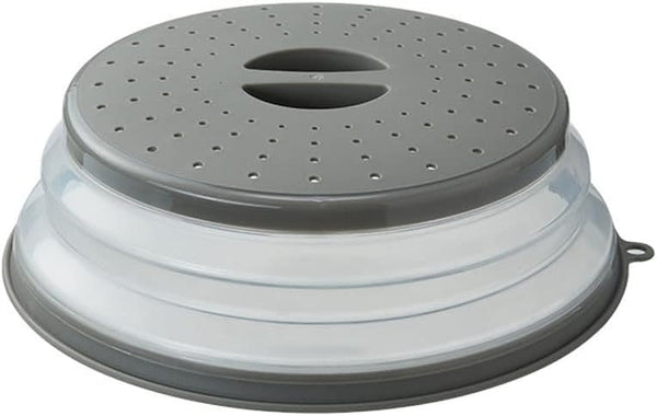 Collapsible Microwave Splatter Cover for Food with Silicone Mats, 10.5 Inch, Dishwasher-safe, BPA-Free Microwave Plate