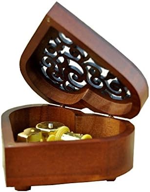 WESTONETEK Vintage Heart Shaped Wood Carved Musical Box Gift for Christmas, Birthday, Valentine's Day - You are My