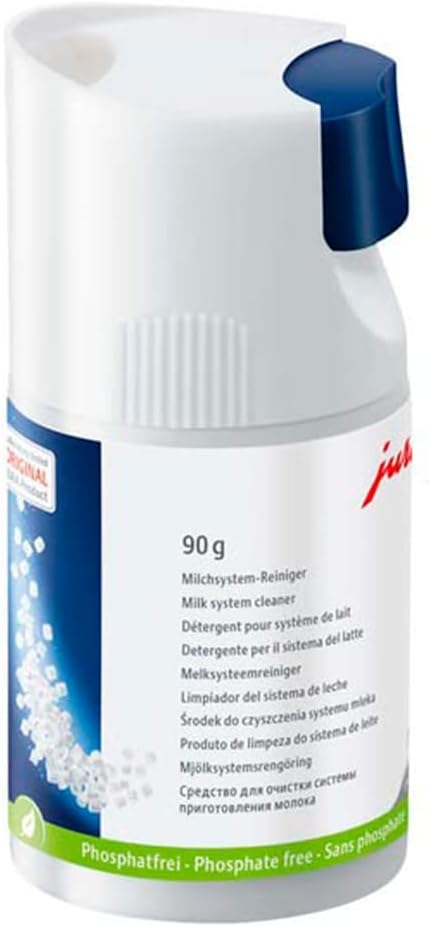 Jura Phosphate-Free Milk System Cleaner Mini-Tabs - Easy-to-Use Dispenser (90g Bottle, Off-White)
