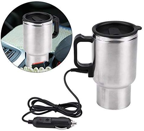 450ML 12V Car Heating Cup, Stainless Steel Electric Kettle Boiler, Portable Coffee Tea Warmer with Cigarette Lighter