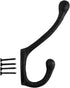 Renovators Supply Manufacturing Black Wrought Iron Double Hooks, 5 in. Long, Rustic Entry Way Hat Or Jacket Hanger,