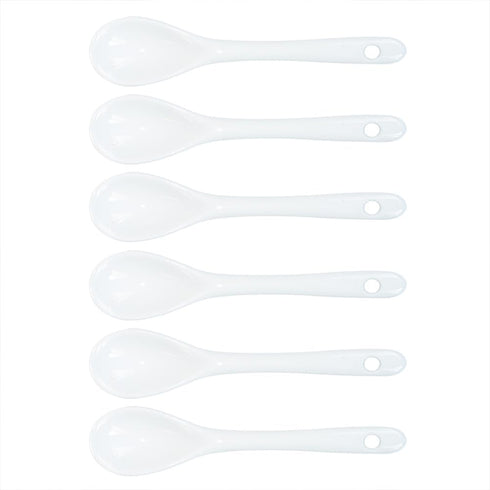 Albedel White 6 pcs Porcelain Egg Spoons Ceramic Spoons 4.7 inch Coffee Dessert