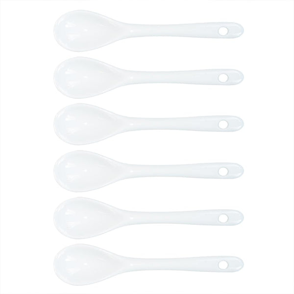 Albedel White 6 pcs Porcelain Egg Spoons Ceramic Spoons 4.7 inch Coffee Dessert