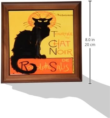 3dRose Le Chat Noir Trivet with Ceramic Tile, 8 by 8", Black Cat, Brown