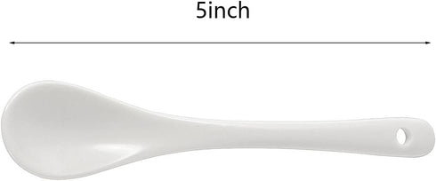 Set of 6 Premium White Porcelain Coffee Spoons for Espresso, Tea, Sauces, and Desserts