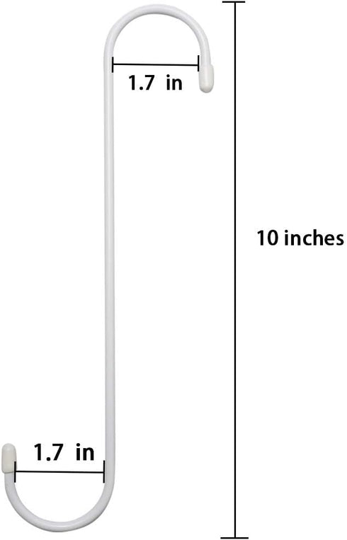 6 Pack 10 inch White Steel Heavy-Duty S Hooks for Kitchen, Bathroom, Garage, Outdoor Utility Hangers