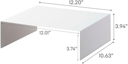 Yamazaki Home Cabinet Bottom Shelf Storage Organizer, Set of 2 Dish Riser, White, Steel, One Size