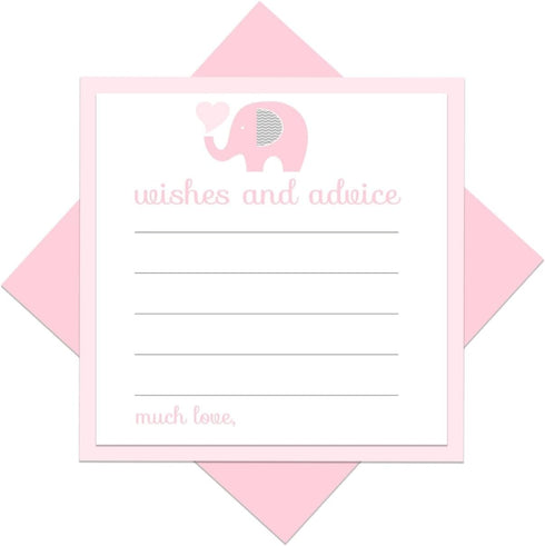 Pink Elephant Advice Cards (25 Pack) - Fun Baby Shower Game, Unique Guest Book Alternative, 4x4 Cards