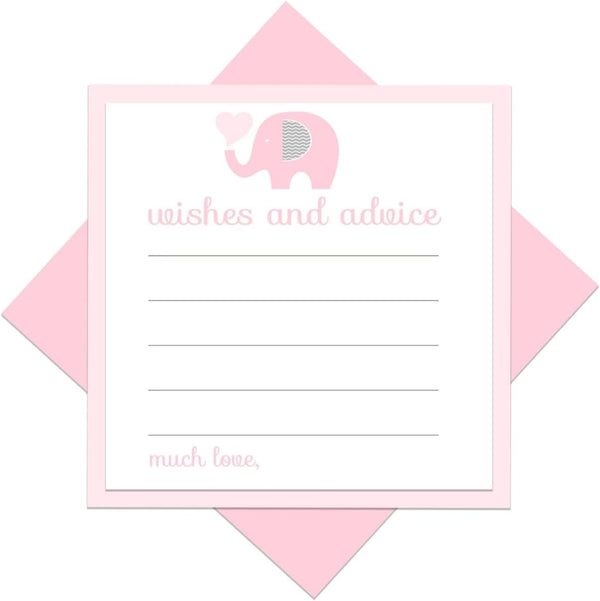 Pink Elephant Advice Cards (25 Pack) - Fun Baby Shower Game, Unique Guest Book Alternative, 4x4 Cards